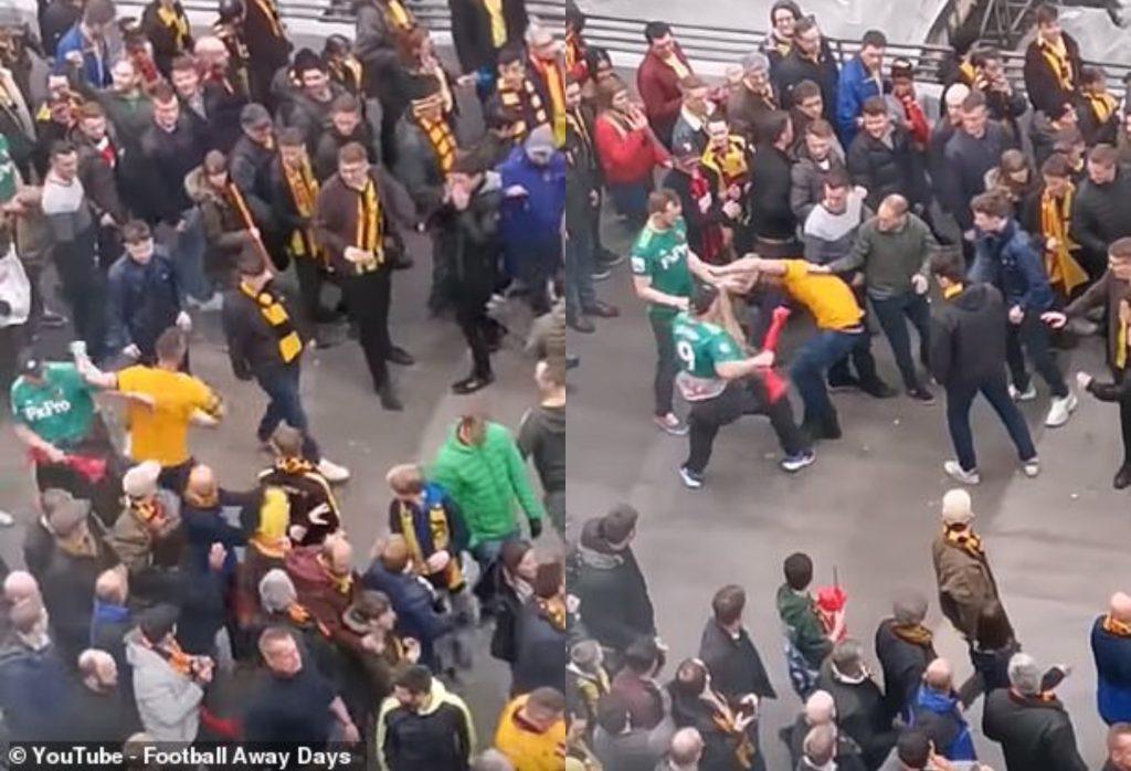 Wolves Fans Fighting Shocking footage shows Wolverhampton fan fighting with Watford fans