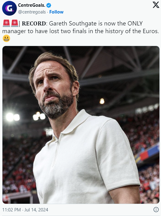 Southgate në histori: I vetmi trajner që i humb dy finale në Kampionat Evropian