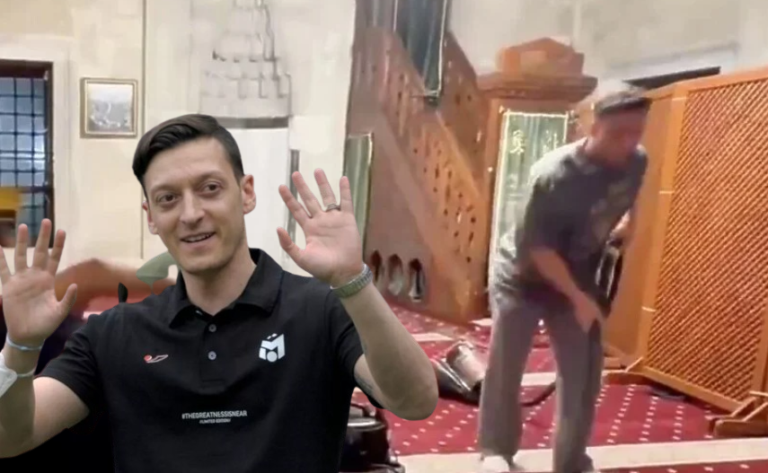 Mesut Ozil filmohet duke pastruar me fshesë një xhami në Stamboll