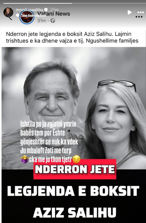 Reagon Monika pas lajmeve për vdekjen e Aziz Salihut: Ju mbuloftë Zoti me turp